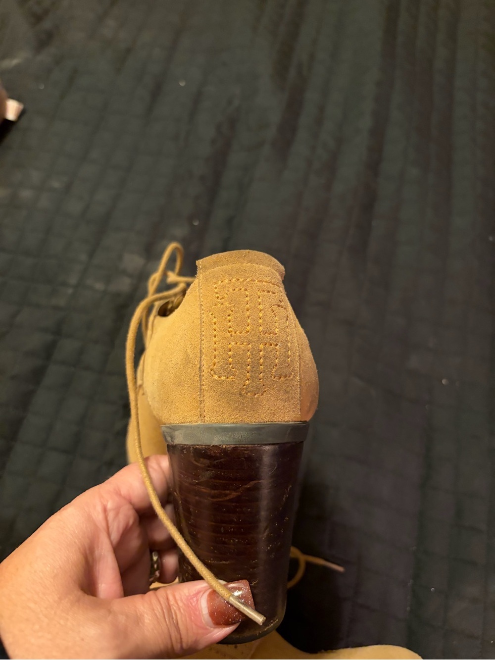 Tommy Hilfiger Women's Tan Suede Lace-Up Block Heel Oxfords - Picture 6 of 6